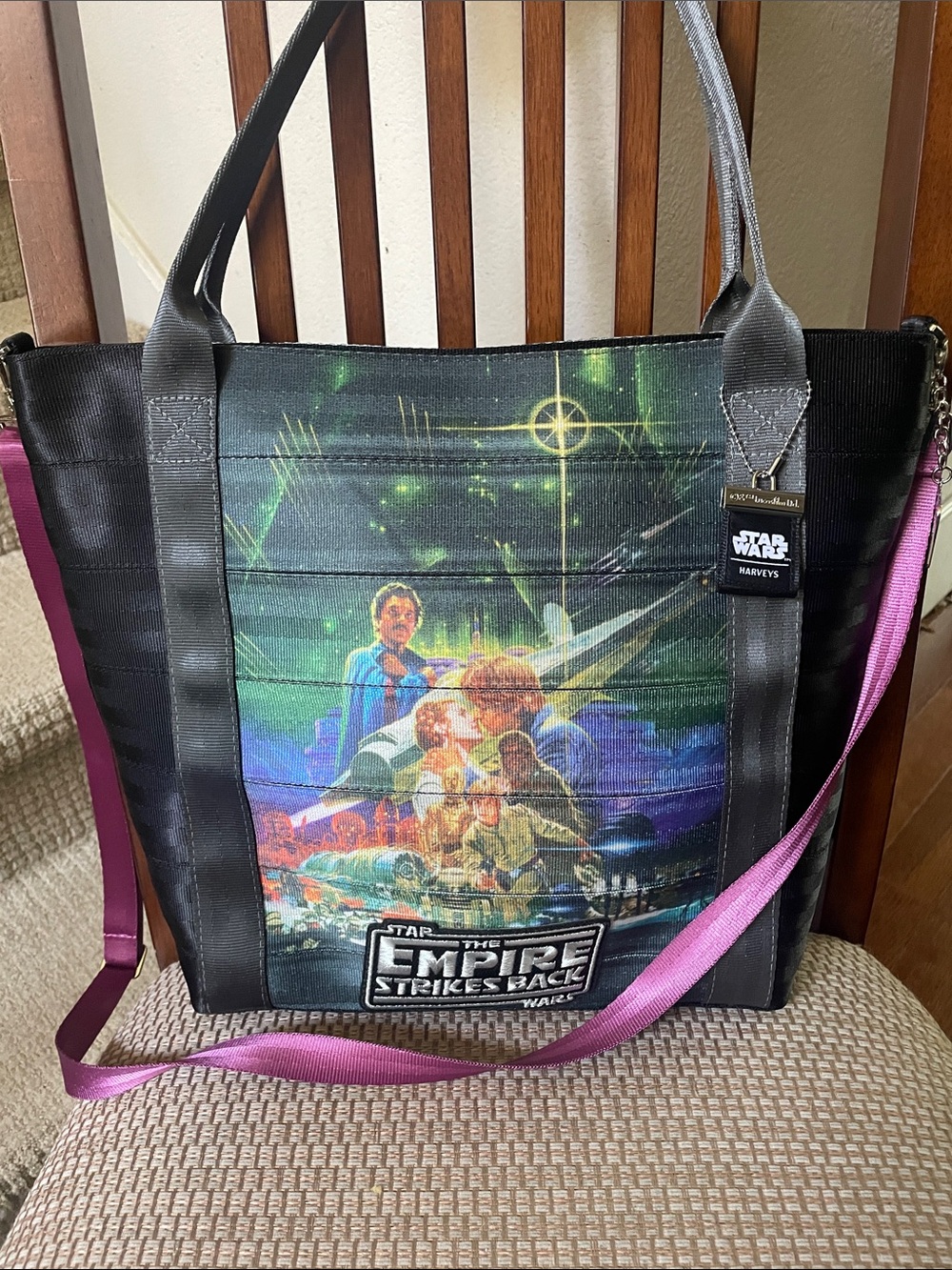 Harveys Star Wars Empire Strikes Back Tote - Black with Purple Strap